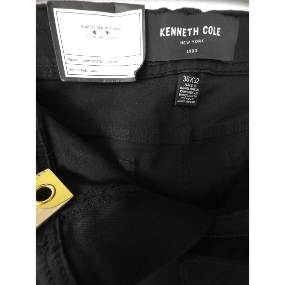 Kenneth Cole Mens Straight Fit Number 2 Jeans Black 36x32 Stretch NWT - Picture 7 of 11
